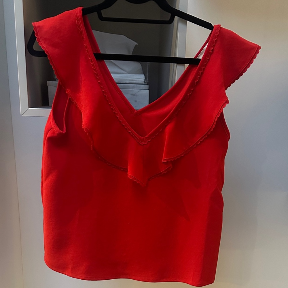 Sezane Scarlet Ruffled Blouse